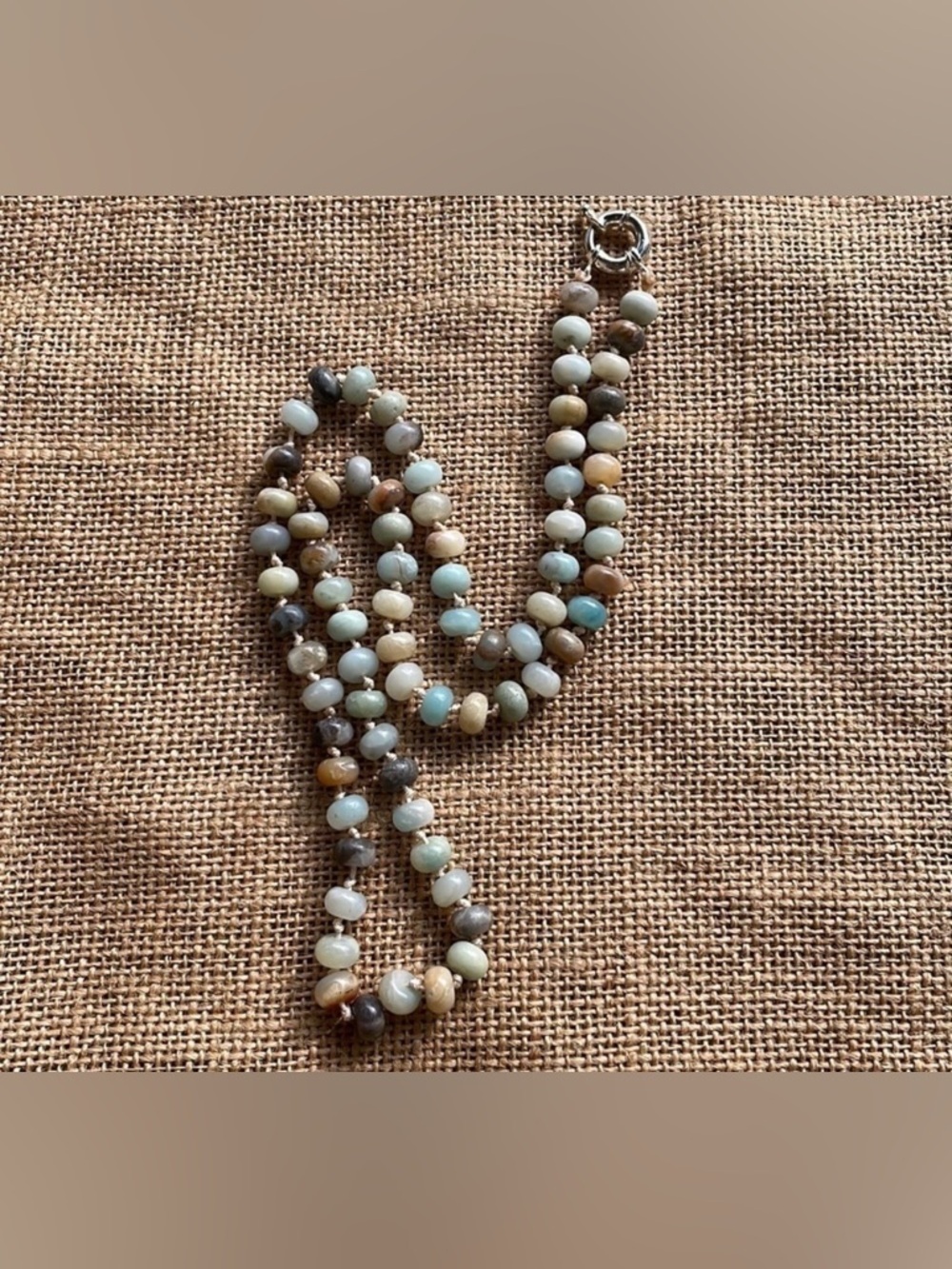 Natural Amazonite Stone Beads Knotted Necklace In style 2026 New Handmade